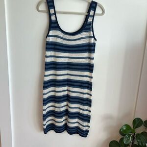 C&C CALIFORNIA  Knit Swim Coverup Blue Stripe Size Med